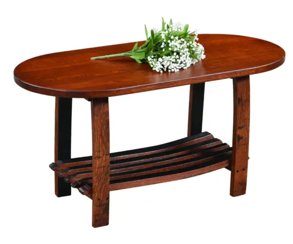 Oval Coffee Table with Stave Shelf
