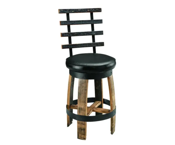 26" Swivel Barrel Bar Chair With Back