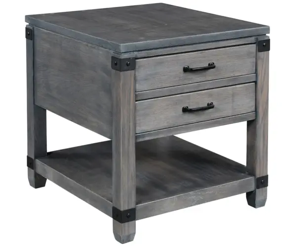 Antigo End Table with Metal Brackets - 22"W