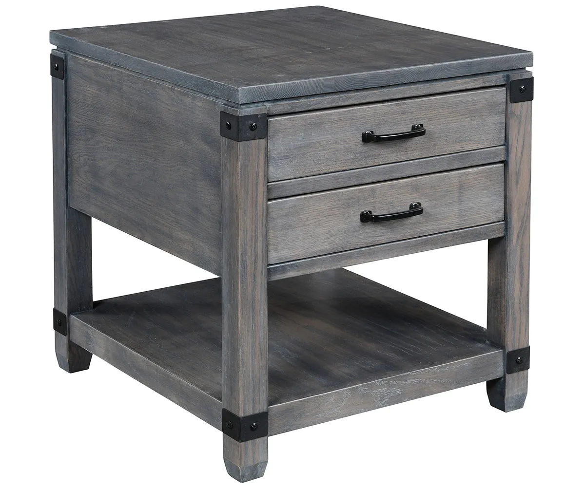 Antigo End Table with Metal Brackets - 22"W