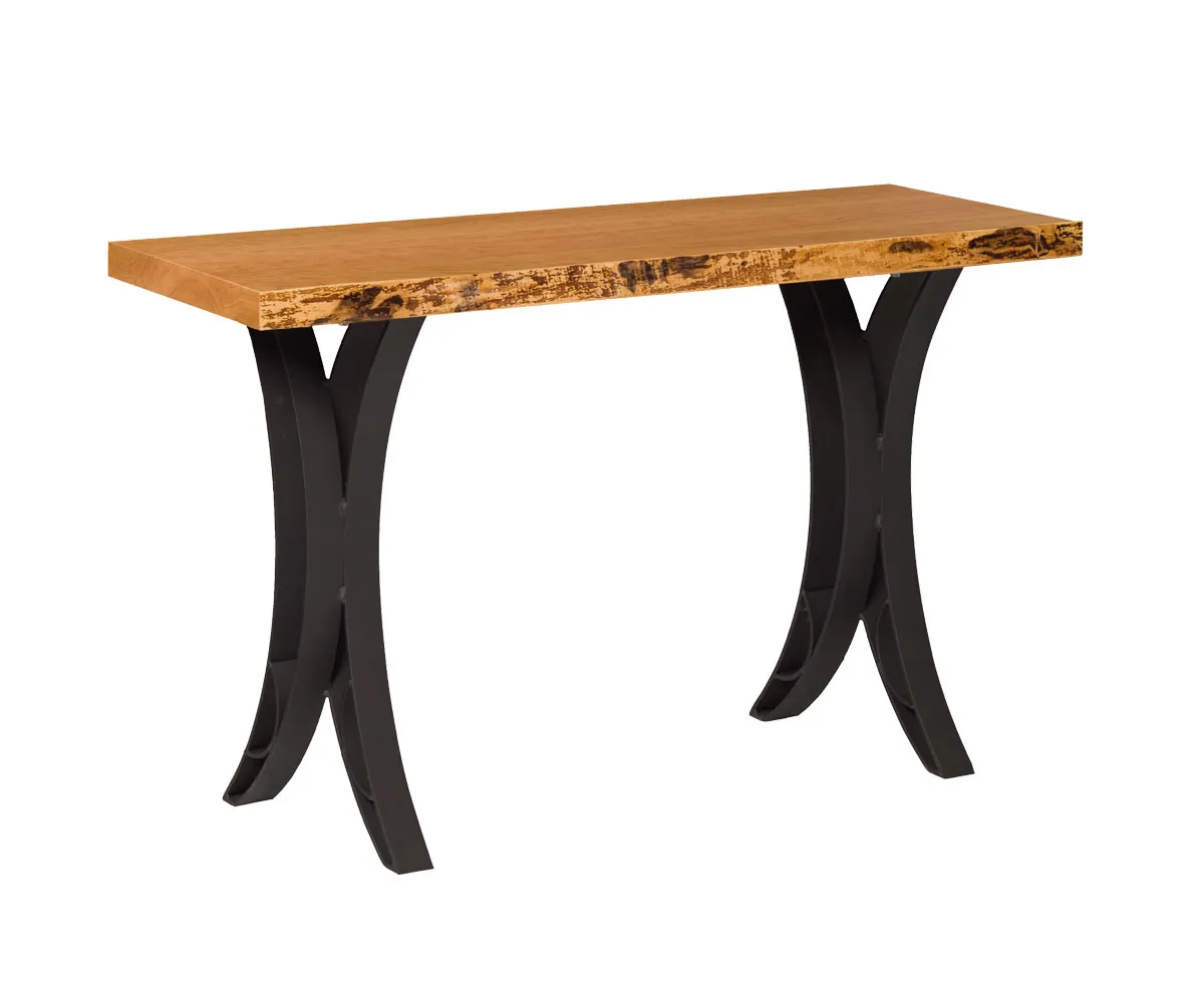 Live Edge Sofa Table with Double Curved Base