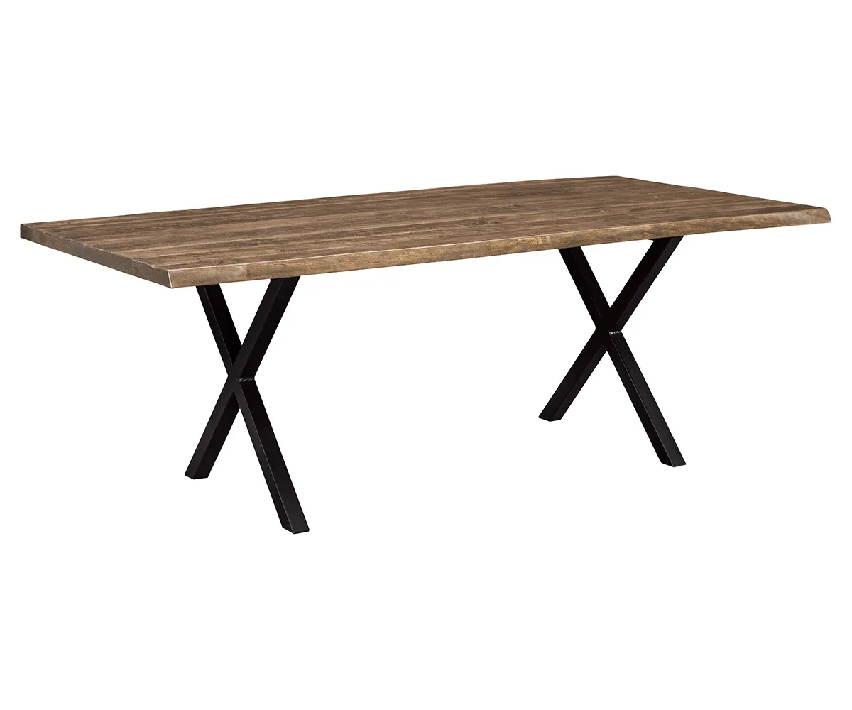 Live Edge Rough Sawn Table With Xavier Base