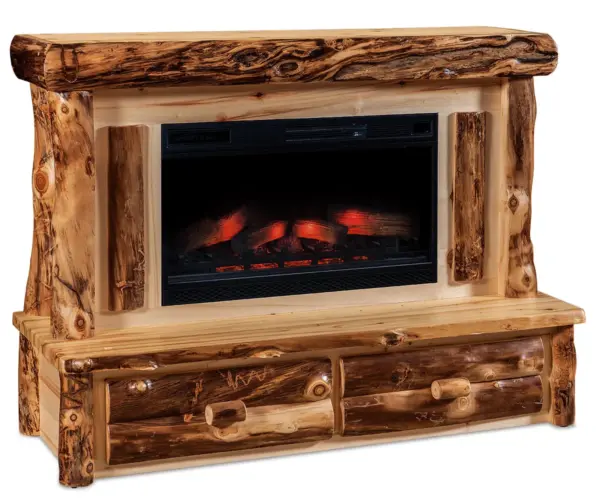 Fireplace with Mantle & Drawers